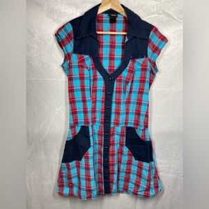 Switchblade Stiletto Blue Plaid Dress Sz M